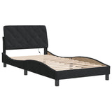 Bed Frame with LED without Mattress Black 107x203 cm King Single Velvet - Side View