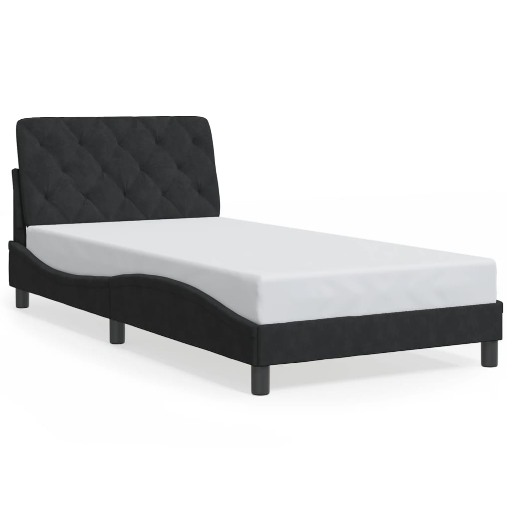 Bed Frame with LED without Mattress Black 107x203 cm King Single Velvet