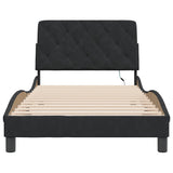Bed Frame with LED without Mattress Black 107x203 cm King Single Velvet
