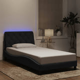 Bed Frame with LED without Mattress Black 107x203 cm King Single Velvet