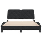 Bed Frame with LED without Mattress Black 137x190 cm Velvet