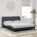 Bed Frame with LED without Mattress Dark Grey 152x203 cm Queen Velvet - Top-Down View