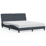 Bed Frame with LED without Mattress Dark Grey 152x203 cm Queen Velvet - 45-Degree Angle