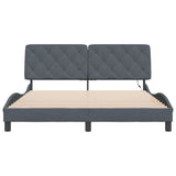Bed Frame with LED without Mattress Dark Grey 152x203 cm Queen Velvet