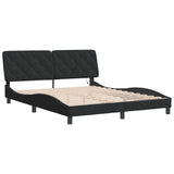 Bed Frame with LED without Mattress Black 152x203 cm Queen Velvet - Side View