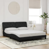 Bed Frame with LED without Mattress Black 152x203 cm Queen Velvet - Top-Down View
