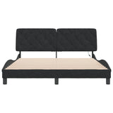 Bed Frame with LED without Mattress Black 152x203 cm Queen Velvet - Rear View