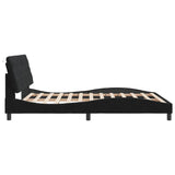 Bed Frame with LED without Mattress Black 152x203 cm Queen Velvet - Close-Up Angle