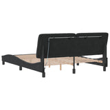 Bed Frame with LED without Mattress Black 152x203 cm Queen Velvet - Low Angle