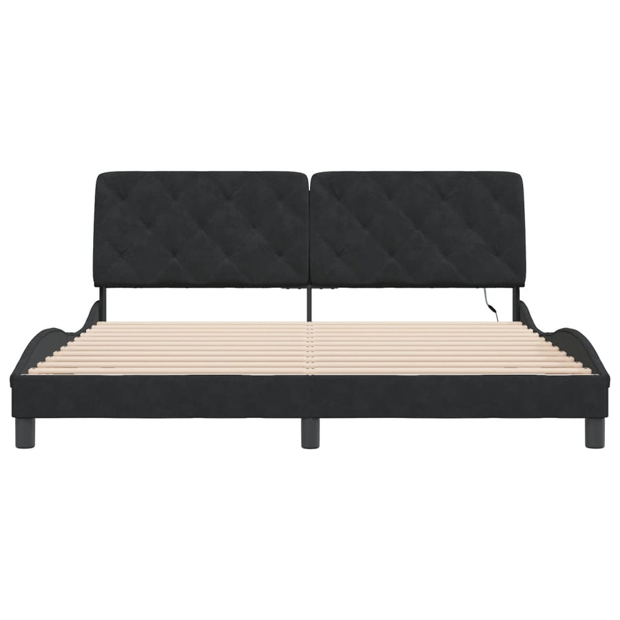 Bed Frame with LED without Mattress Black 180x200 cm Velvet