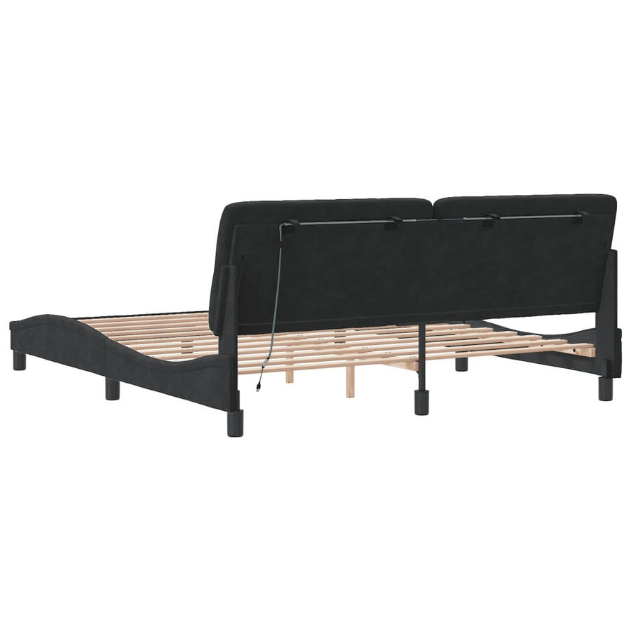 Bed Frame with LED without Mattress Black 180x200 cm Velvet