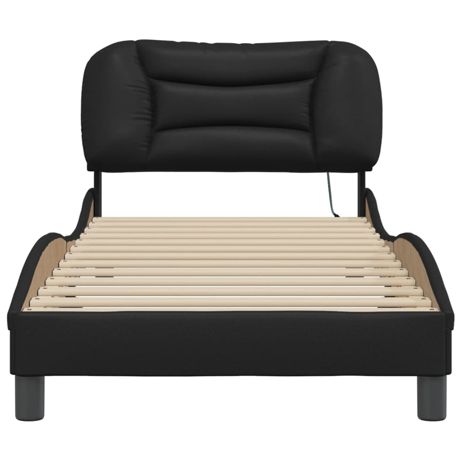 Bed Frame with LED without Mattress "Hvar" Black 90x190 cm