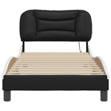 Bed Frame with LED without Mattress "Hvar" Black and White 90x190 cm