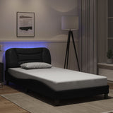 Bed Frame with LED without Mattress "Hvar" Black 107x203 cm