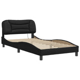 Bed Frame with LED without Mattress "Hvar" Black 107x203 cm