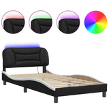 Bed Frame with LED without Mattress "Hvar" Black and White 107x203 cm