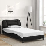 Bed Frame with LED without Mattress "Hvar" Black and White 107x203 cm