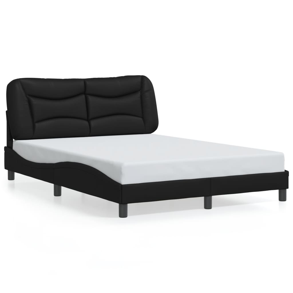 Bed Frame with LED without Mattress "Hvar" Black 137x190 cm