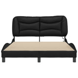 Bed Frame with LED without Mattress "Hvar" Black 137x190 cm