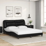 Bed Frame with LED without Mattress "Hvar" Black 152x203 cm