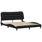 Bed Frame with LED without Mattress "Hvar" Black and White 152x203 cm