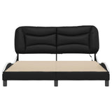 Bed Frame with LED without Mattress "Hvar" Black and White 152x203 cm
