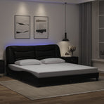 Bed Frame with LED without Mattress "Hvar" Black 180x200 cm