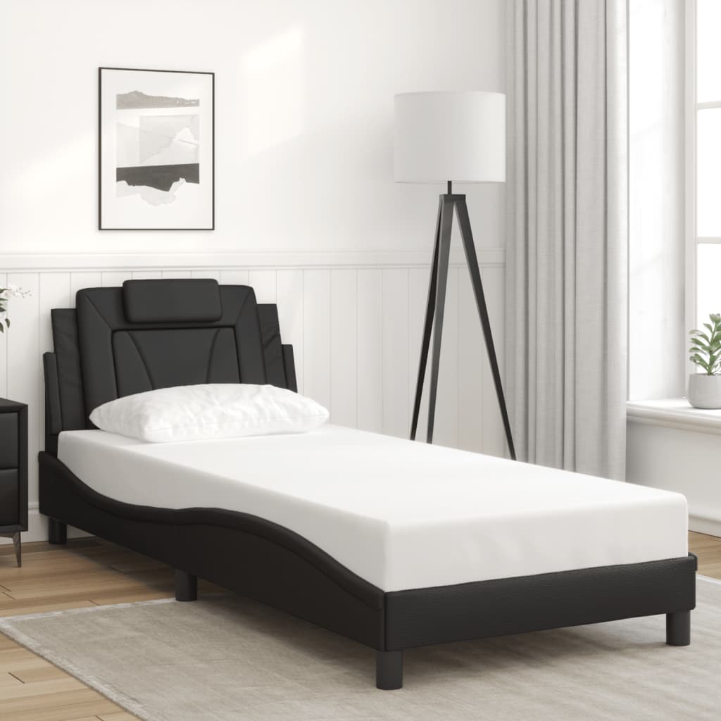 Bed Frame "Viana" with LED without Mattress Black 90x190 cm