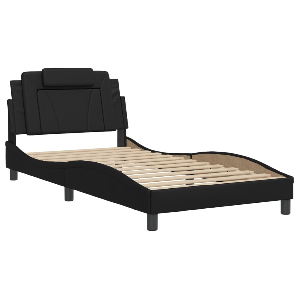 Bed Frame "Viana" with LED without Mattress Black 107x203 cm