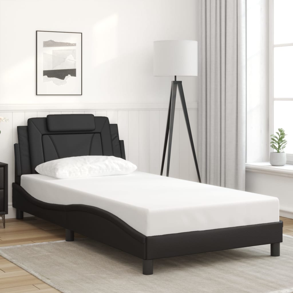 Bed Frame "Viana" with LED without Mattress Black 107x203 cm
