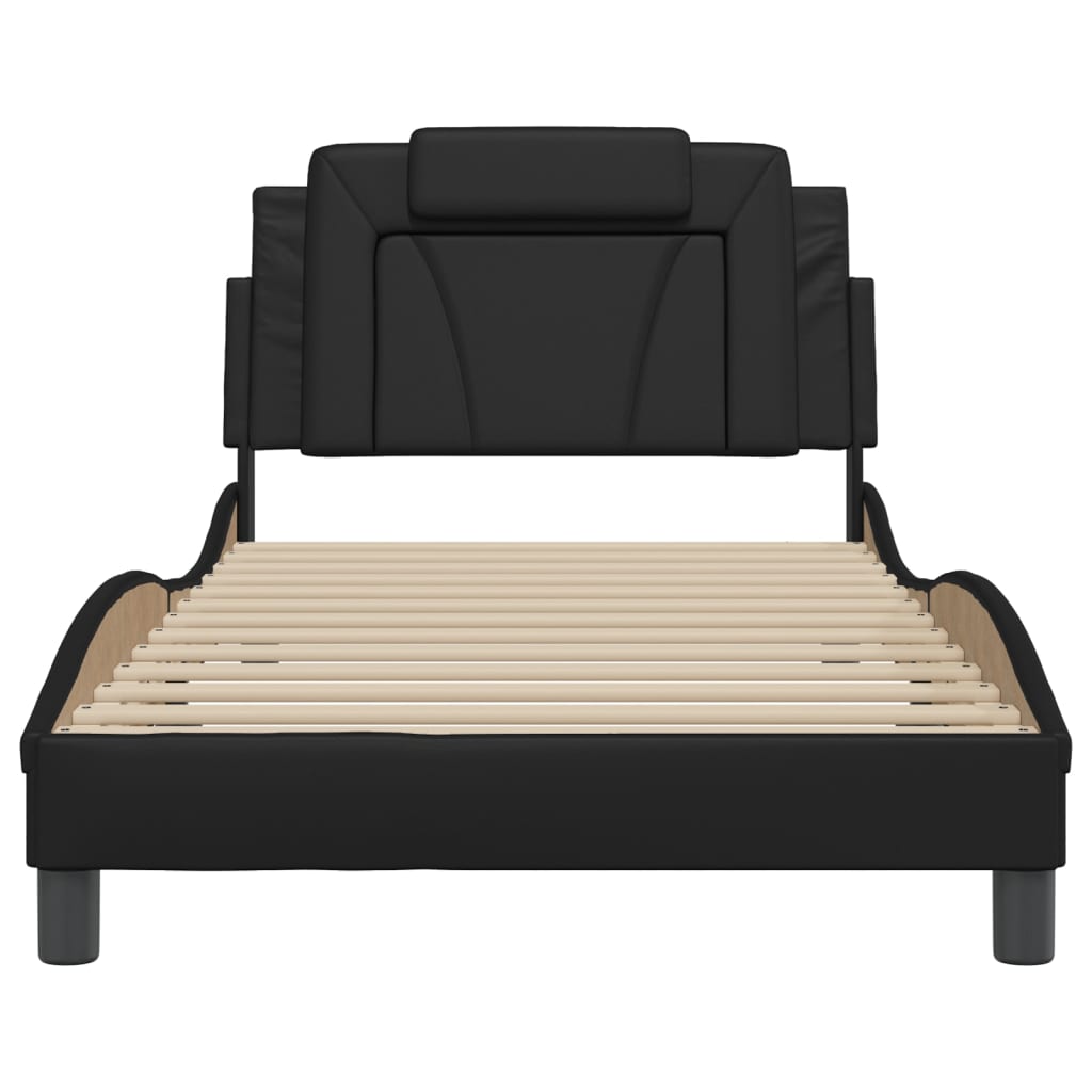 Bed Frame "Viana" with LED without Mattress Black 107x203 cm