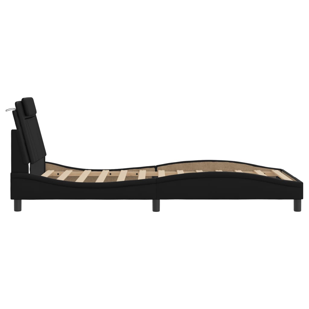 Bed Frame "Viana" with LED without Mattress Black 107x203 cm