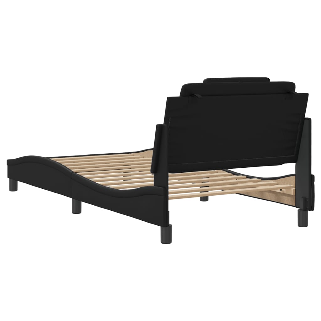 Bed Frame "Viana" with LED without Mattress Black 107x203 cm