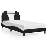 Bed Frame "Viana" with LED without Mattress Black and White 107x203 cm