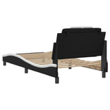Bed Frame "Viana" with LED without Mattress Black and White 107x203 cm