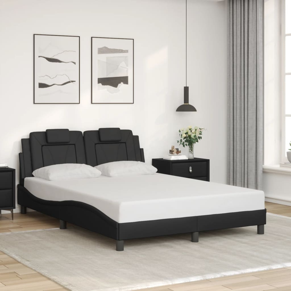 Bed Frame "Viana" with LED without Mattress Black 137x190 cm