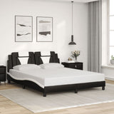 Bed Frame "Viana" with LED without Mattress Black and White 152x203 cm