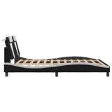 Bed Frame "Viana" with LED without Mattress Black and White 152x203 cm