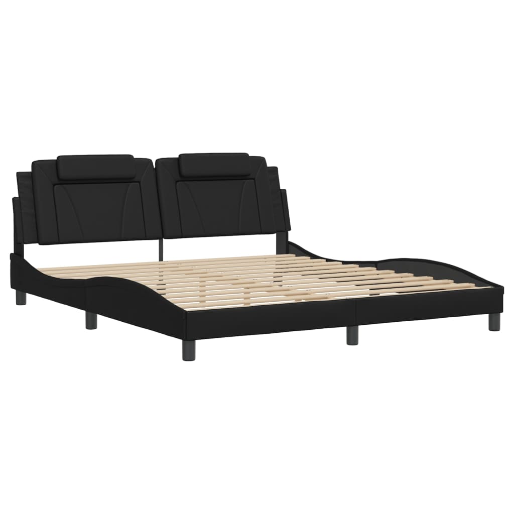 Bed Frame "Viana" with LED without Mattress Black 180x200 cm