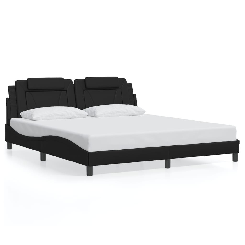Bed Frame "Viana" with LED without Mattress Black 180x200 cm