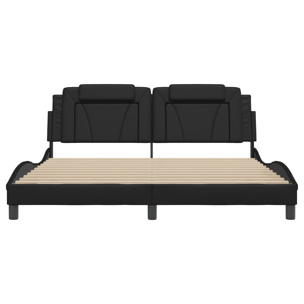 Bed Frame "Viana" with LED without Mattress Black 180x200 cm