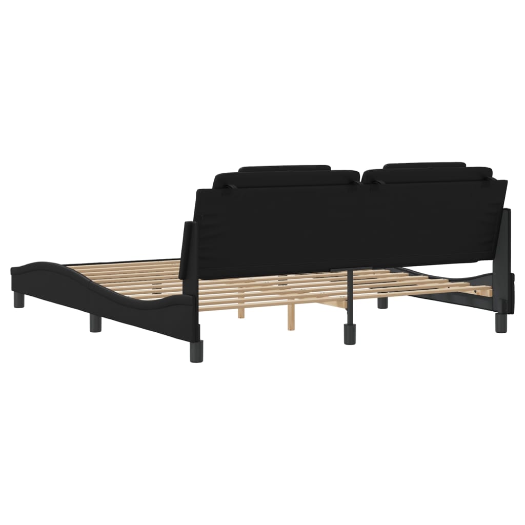 Bed Frame "Viana" with LED without Mattress Black 180x200 cm