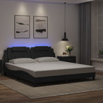 Bed Frame "Viana" with LED without Mattress Black 180x200 cm