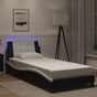 Bed Frame with LED without Mattress "Zadar" Black and White 90x190 cm