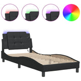Bed Frame with LED without Mattress "Zadar" Black 107x203 cm