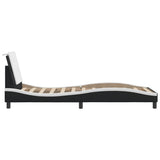 Bed Frame with LED without Mattress "Zadar" Black and White 107x203 cm