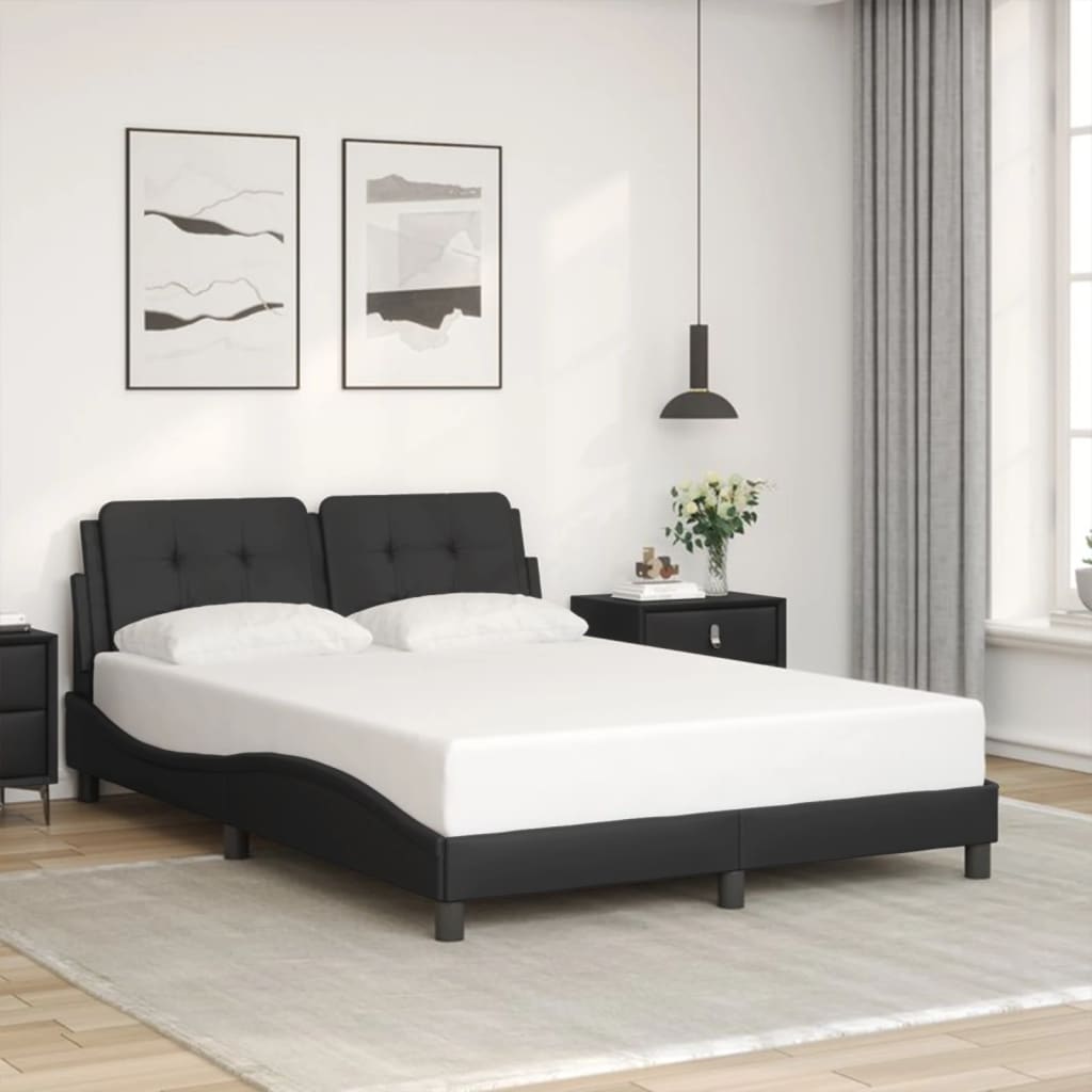 Bed Frame with LED without Mattress "Zadar" Black 137x190 cm
