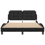 Bed Frame with LED without Mattress "Zadar" Black 137x190 cm