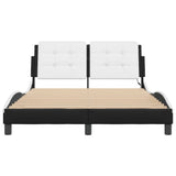 Bed Frame with LED without Mattress "Zadar" Black and White 137x190 cm