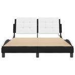 Bed Frame with LED without Mattress "Zadar" Black and White 137x190 cm